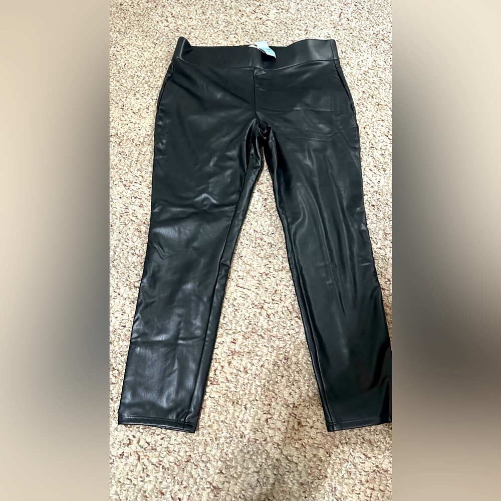 Ann Taylor LOFT Black Faux Leather Pants Size LP
